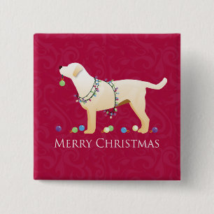 Yellow Labrador Retriever Merry Christmas Design 15 Cm Square Badge