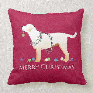 Yellow Labrador Retriever Merry Christmas Design Cushion