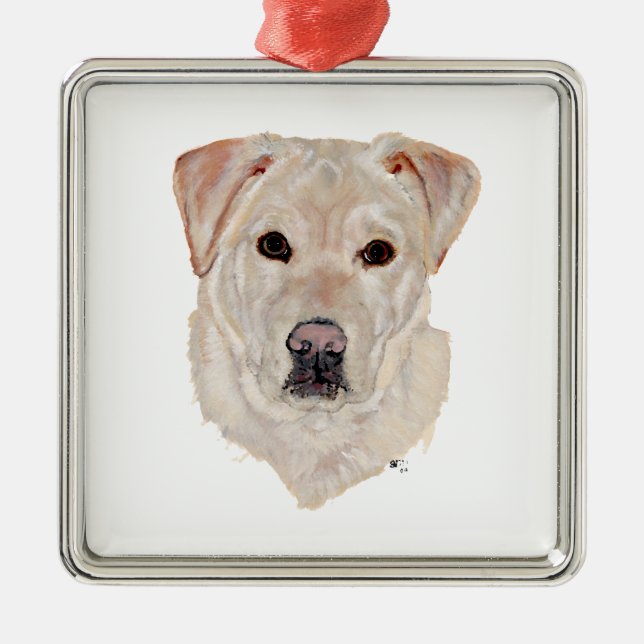 Yellow Labrador Retriever Metal Tree Decoration (Front)