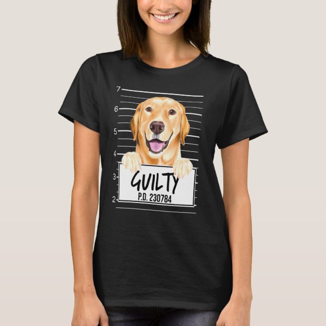 Yellow Labrador Retriever Mugshot Guilty Dog T-Shirt (Front)