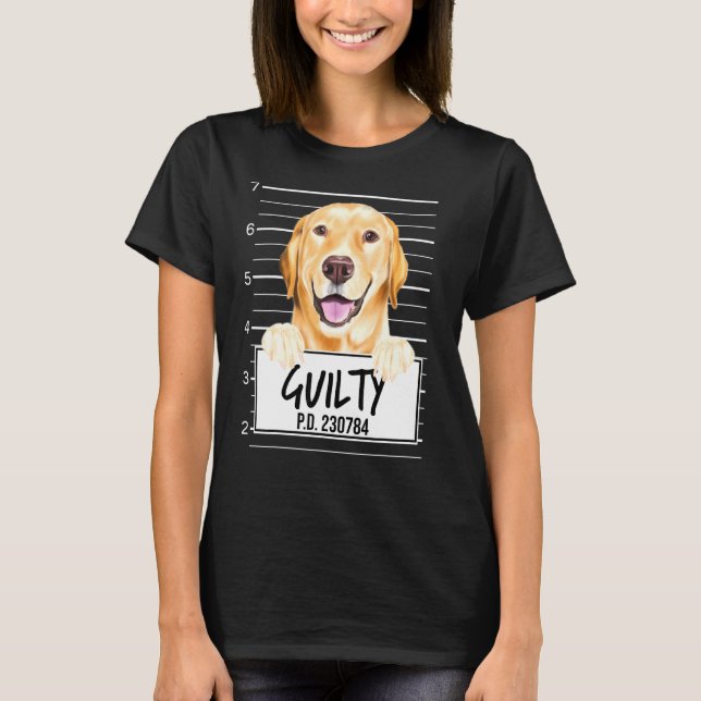 Yellow Labrador Retriever Mugshot Guilty Dog T-Shirt (Front)
