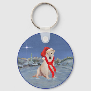 Yellow Labrador Retriever on a Wintry Night Key Ring