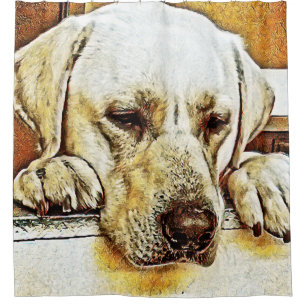Yellow Labrador Retriever on Door Shower Curtain