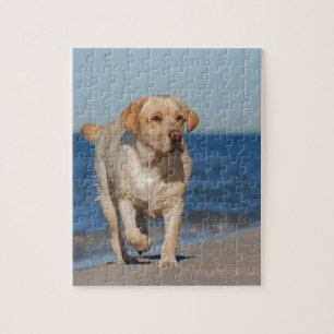 Yellow labrador retriever on the beach jigsaw puzzle