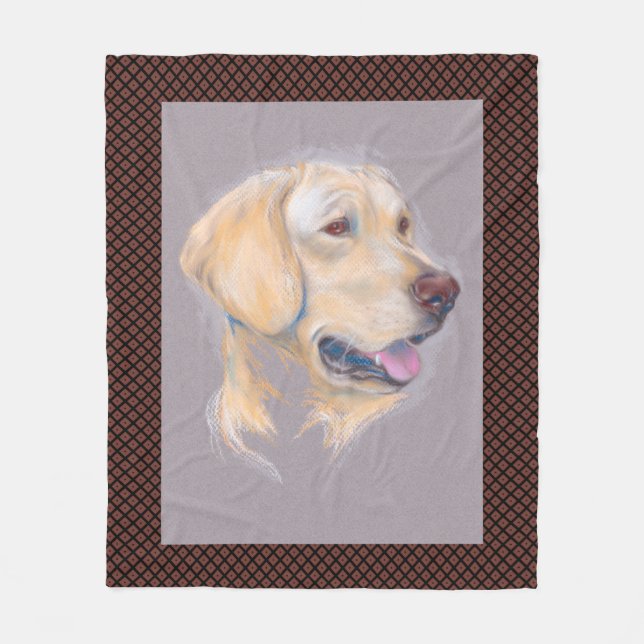 Yellow Labrador Retriever Portrait Fleece Blanket (Front)