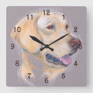 Yellow Labrador Retriever Portrait Square Wall Clock