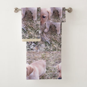 Yellow Labrador Retriever Puppy Bath Towel Set