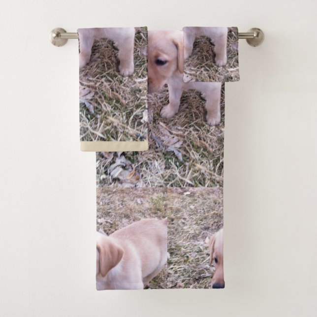 Yellow Labrador Retriever Puppy Bath Towel Set (Insitu)