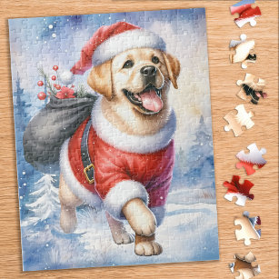 Yellow Labrador Retriever Puppy Dog Christmas Jigsaw Puzzle