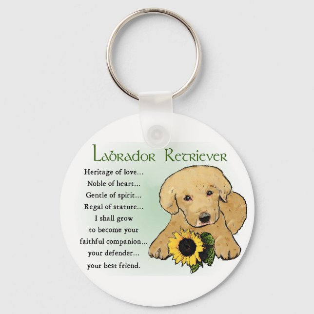 Yellow Labrador Retriever Puppy Gifts Key Ring (Front)