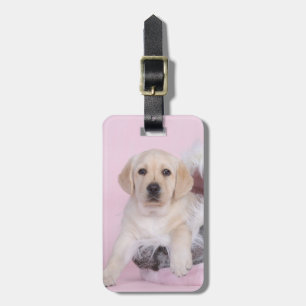 Yellow labrador retriever puppy luggage tag