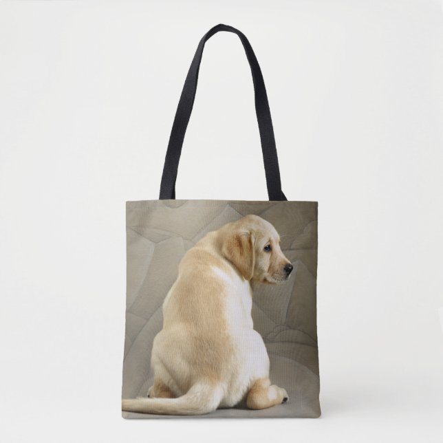 Yellow Labrador Retriever Puppy Tote Bag (Front)