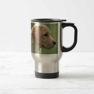 Yellow labrador retriever puppy travel mug
