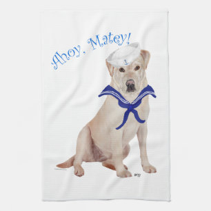 Yellow Labrador Retriever Sailor Tea Towel
