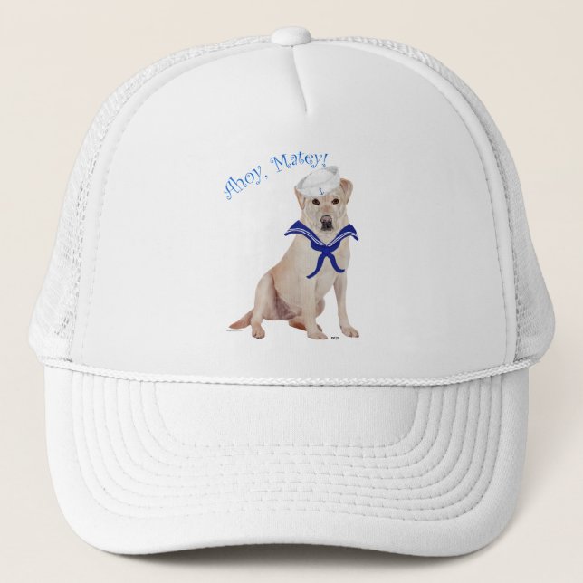 Yellow Labrador Retriever Sailor Trucker Hat (Front)
