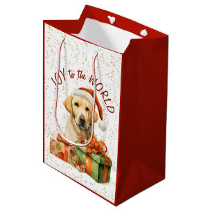 Yellow Labrador Retriever Santa Christmas Medium Gift Bag