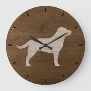 Yellow Labrador Retriever Silhouette Large Clock