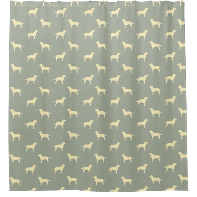 Yellow Labrador Retriever Silhouettes Pattern Shower Curtain (Front)