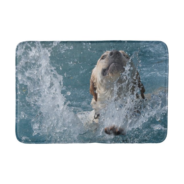Yellow Labrador Retriever Swimming Bath Mat (Front)