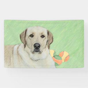 Yellow Labrador Retriever & Tennis Balls Painting Banner