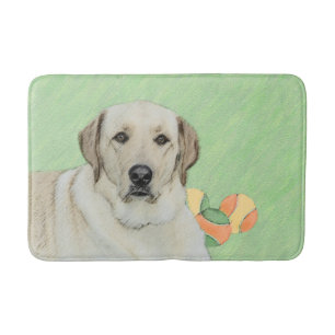 Yellow Labrador Retriever & Tennis Balls Painting Bath Mat
