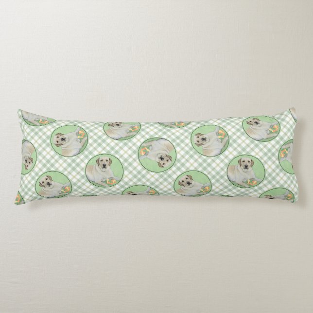 Yellow Labrador Retriever & Tennis Balls Painting Body Cushion (Front)