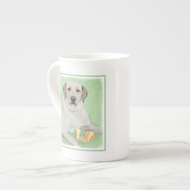 Yellow Labrador Retriever & Tennis Balls Painting Bone China Mug (Front Left)