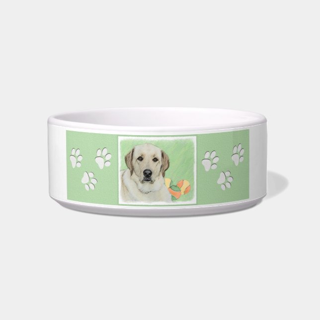 Yellow Labrador Retriever & Tennis Balls Painting Bowl (Right)