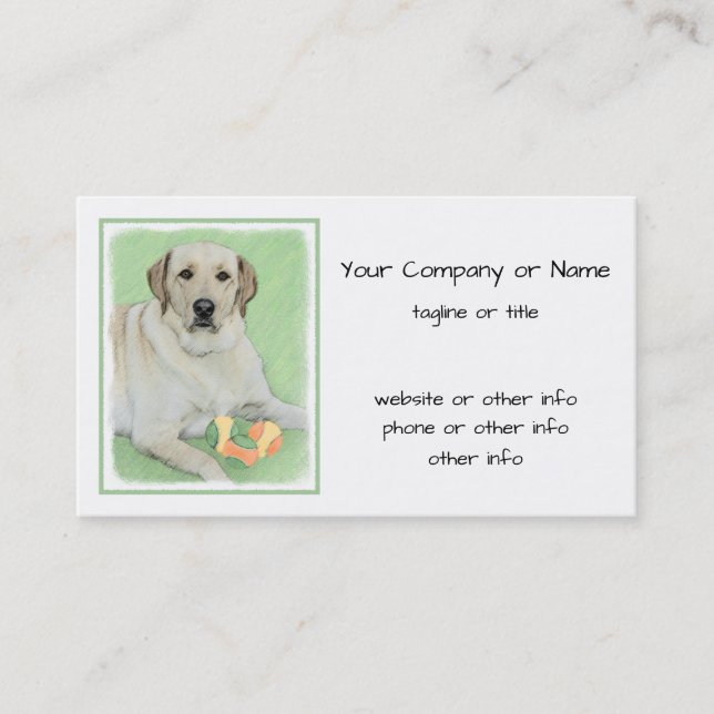 Yellow Labrador Retriever & Tennis Balls Painting Business Card (Front)