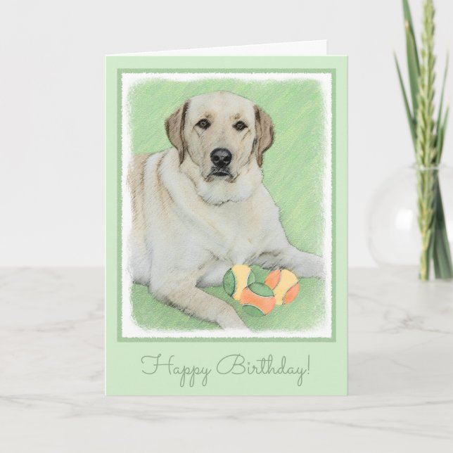Yellow Labrador Retriever & Tennis Balls Painting Card (Front)