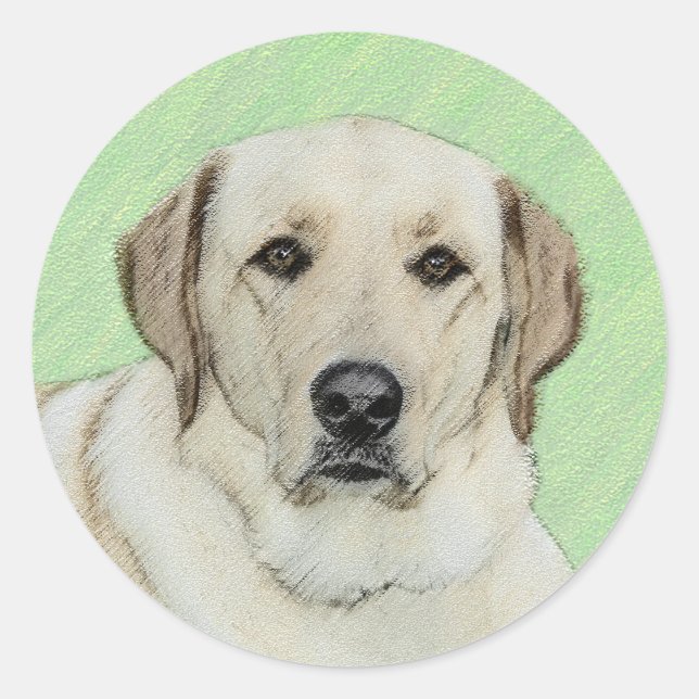 Yellow Labrador Retriever & Tennis Balls Painting Classic Round Sticker (Front)