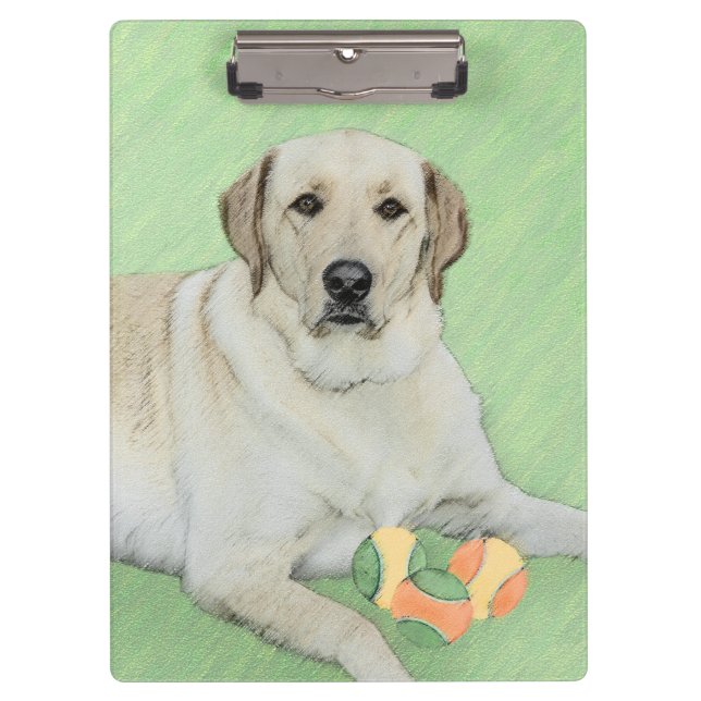 Yellow Labrador Retriever & Tennis Balls Painting Clipboard (Front)