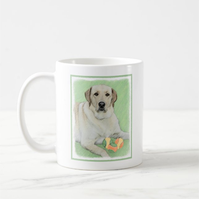 Yellow Labrador Retriever & Tennis Balls Painting Coffee Mug (Left)