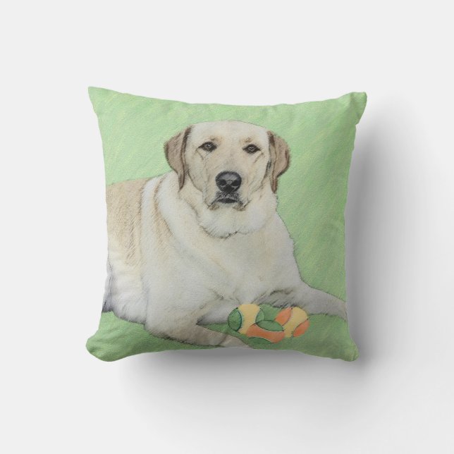 Yellow Labrador Retriever & Tennis Balls Painting Cushion (Front)