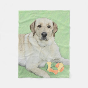 Yellow Labrador Retriever & Tennis Balls Painting Fleece Blanket