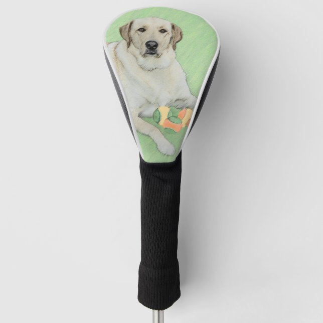 Yellow Labrador Retriever & Tennis Balls Painting Golf Head Cover (Front)