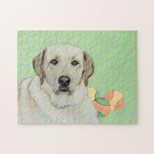 Yellow Labrador Retriever & Tennis Balls Painting Jigsaw Puzzle