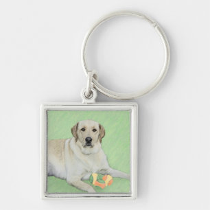Yellow Labrador Retriever & Tennis Balls Painting Key Ring