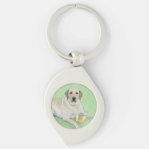 Yellow Labrador Retriever & Tennis Balls Painting Key Ring
