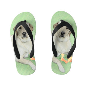Yellow Labrador Retriever & Tennis Balls Painting Kid's Flip Flops