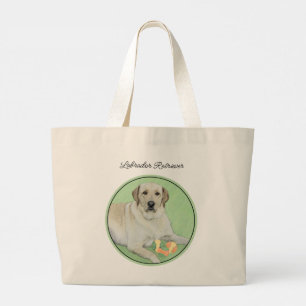 Yellow Labrador Retriever & Tennis Balls Painting Large Tote Bag