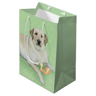 Yellow Labrador Retriever & Tennis Balls Painting Medium Gift Bag