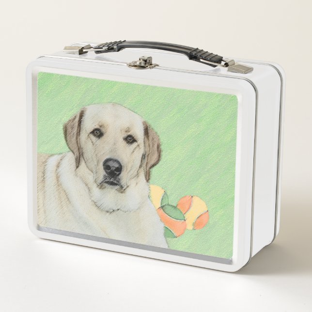 Yellow Labrador Retriever & Tennis Balls Painting Metal Lunch Box (Front)