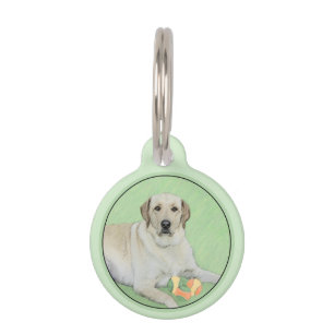 Yellow Labrador Retriever & Tennis Balls Painting Pet Tag