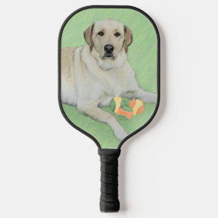 Yellow Labrador Retriever & Tennis Balls Painting Pickleball Paddle