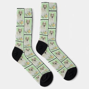 Yellow Labrador Retriever & Tennis Balls Painting Socks
