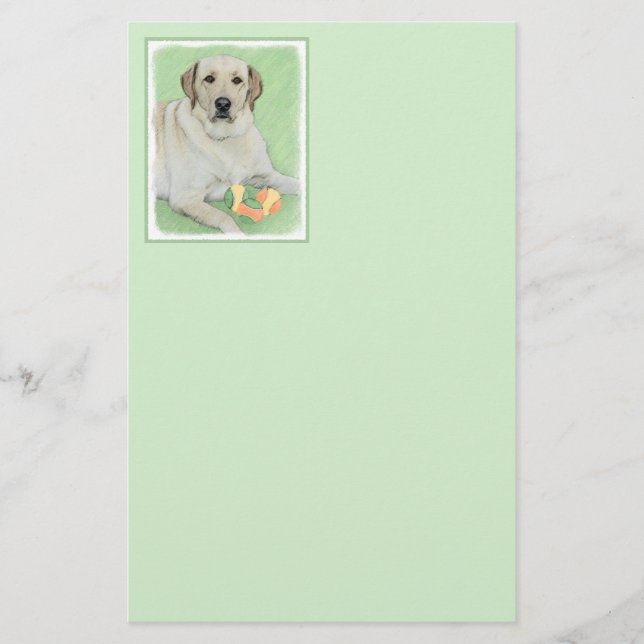 Yellow Labrador Retriever & Tennis Balls Painting Stationery (Front)