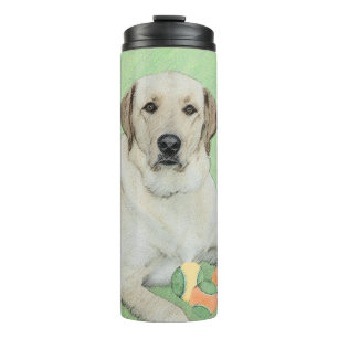 Yellow Labrador Retriever & Tennis Balls Painting Thermal Tumbler