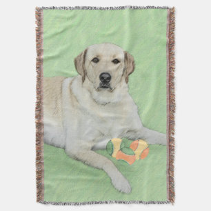 Yellow Labrador Retriever & Tennis Balls Painting Throw Blanket