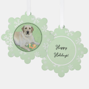 Yellow Labrador Retriever & Tennis Balls Painting Tree Decoration Card